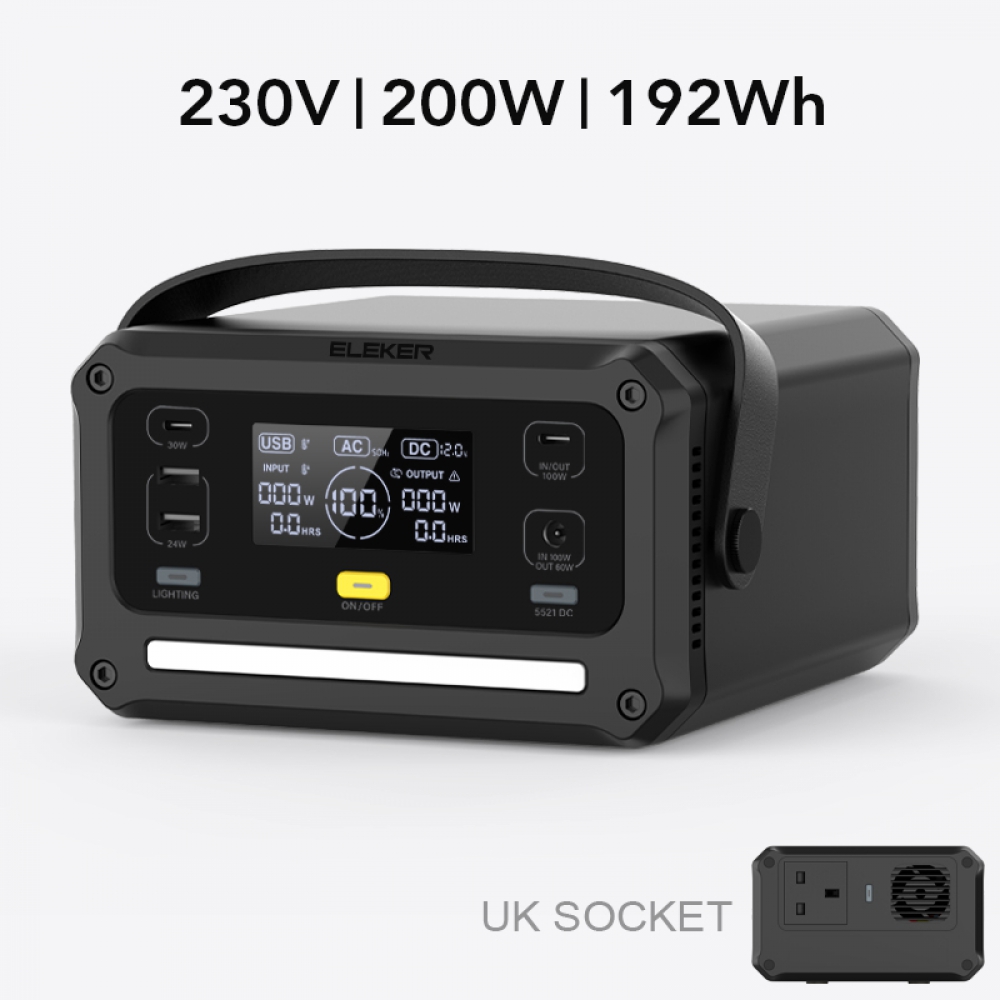 200W/192Wh Portable Power Station-UK
